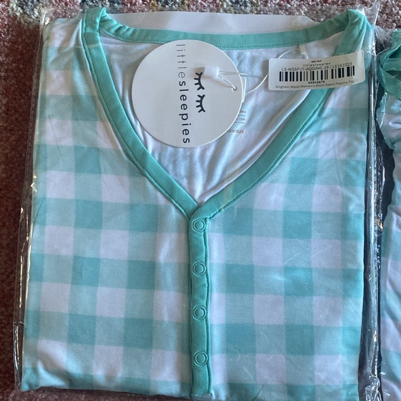 Little sleepies aqua gingham women’s top and shorts nib - Picture 3 of 3